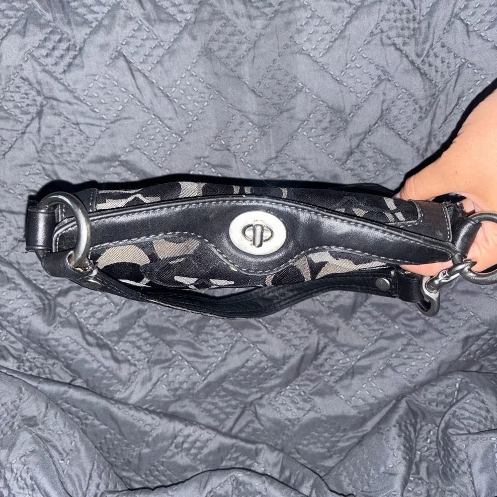 Coach Black Signature Shoulder Bag with Silver Accents - Picture 3 of 5